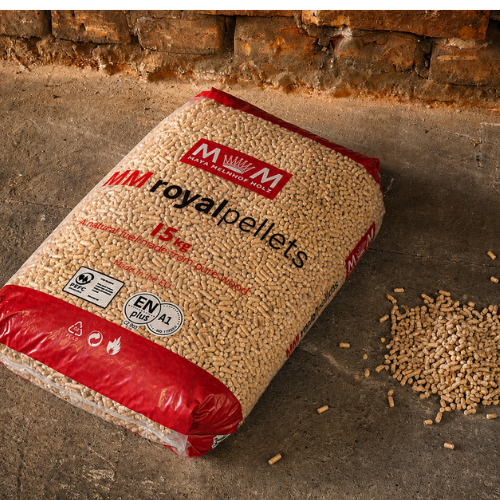 Dřevěné pelety MM Royal Pellets světlé 1050 kg ( 70ks x 15kg )